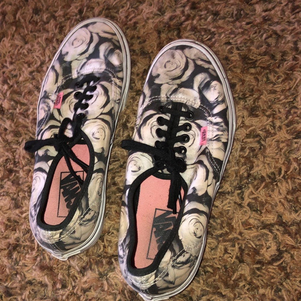 Black and white rose vans